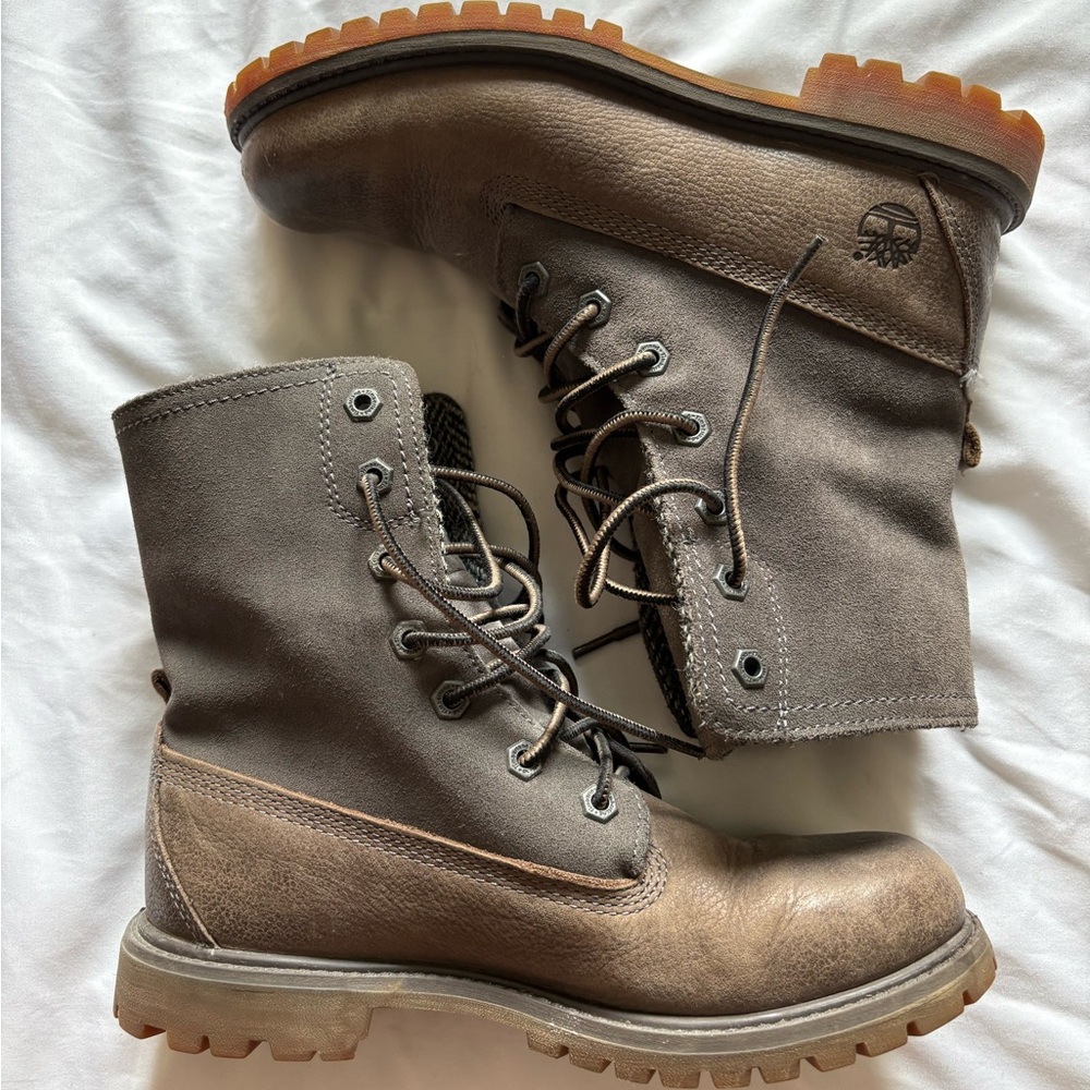Timberland Grey Fold Down Tweed Lined Boots
